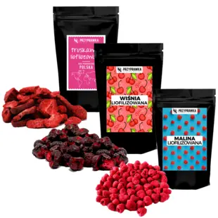 Malina Wiśnia Truskawka - Zestaw Owoców Liofilizowanych