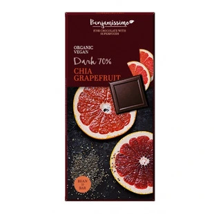 Czekolada Wegańska Gorzka z Chia i Grejpfruitem